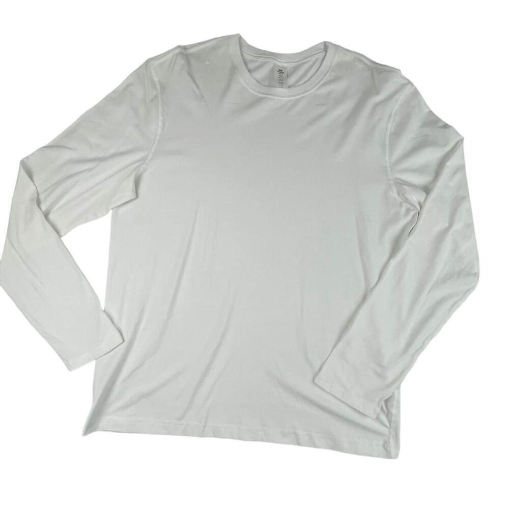 90 Degree By Reflex Shirt Mens XL White Cotton Casual Long Sleeve Crew Neck